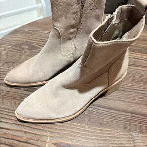 Dolce Vita Taupe Suede Pointed-Toe Ankle Booties